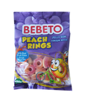 Bonbons Peach Rings - Anneaux de Pèche - Fabriqué avec du Vrai Jus de Fruit - Bebeto - Halal - Sachet 80gr