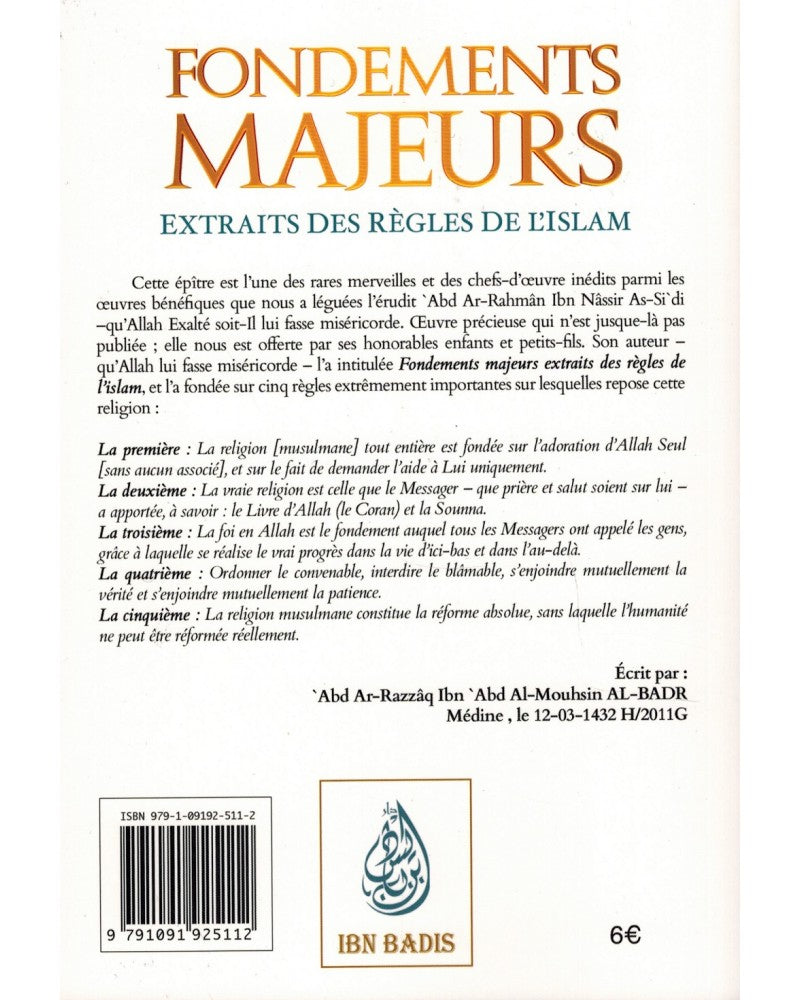 Fondements Majeurs - Extraits Des Règles De L'islam - Abd Ar-rahmân As-Sa'di - Ibn Badis | Al Niya