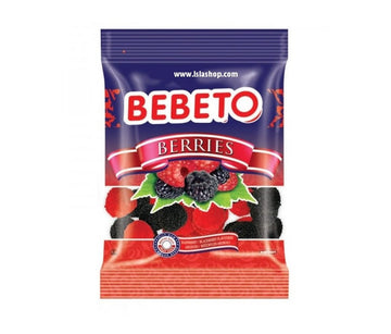 Bonbons Halal Berries Framboise et Mûre (Baies) - Fabriqué avec du vrai Jus de Fruit - Bebeto - Sachet 80gr