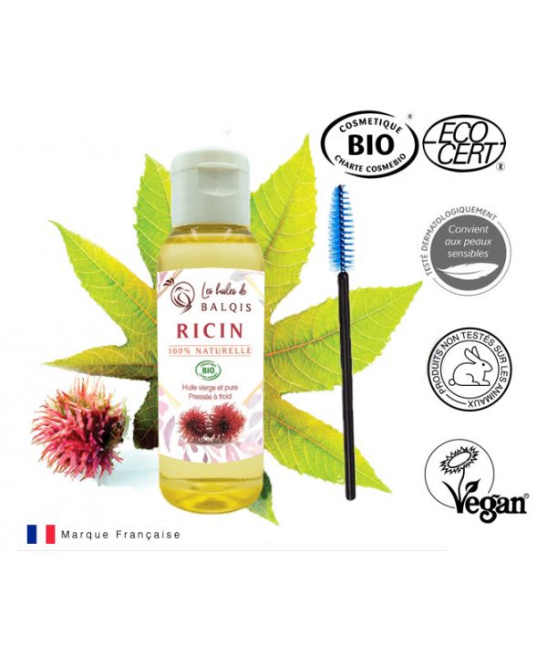 Huile De Ricin BIO Avec Brosse Cil - 50 Ml - Les Huiles Balqis