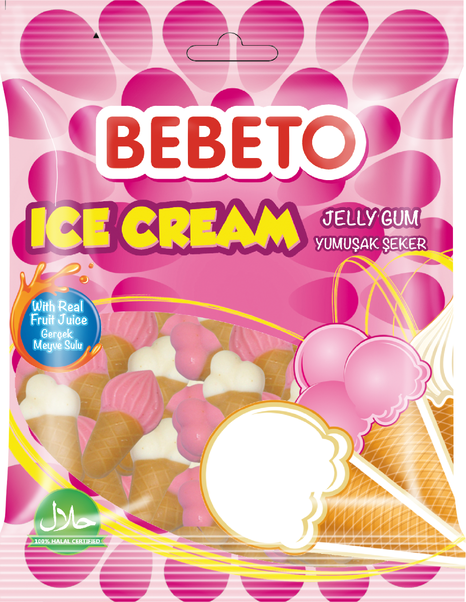 Bonbons Halal Ice Cream (Crème glacée) - Bebeto - Sachet 80gr