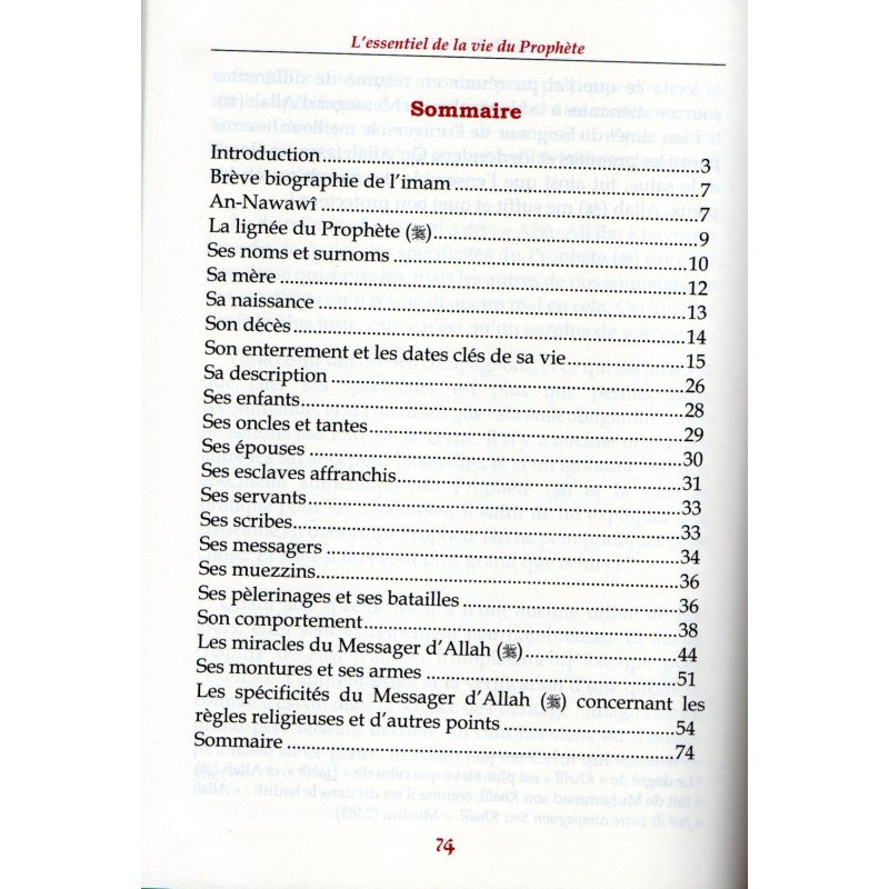 L’essentiel de la vie du Prophète – l’imam an-Nawawi - Tawbah sommaire
