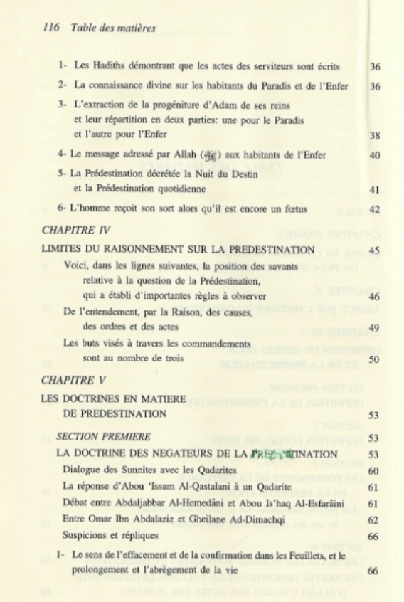 Le Décret Divin et la Prédestination - Dr Omar Al Achqar sommaire