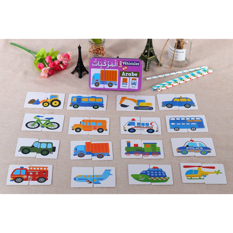 Ma Boîte Puzzle Duo "les Véhicules" De 32 Pièces (boîte Métallique)