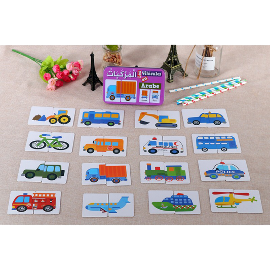 Ma Boîte Puzzle Duo "les Véhicules" De 32 Pièces (boîte Métallique)
